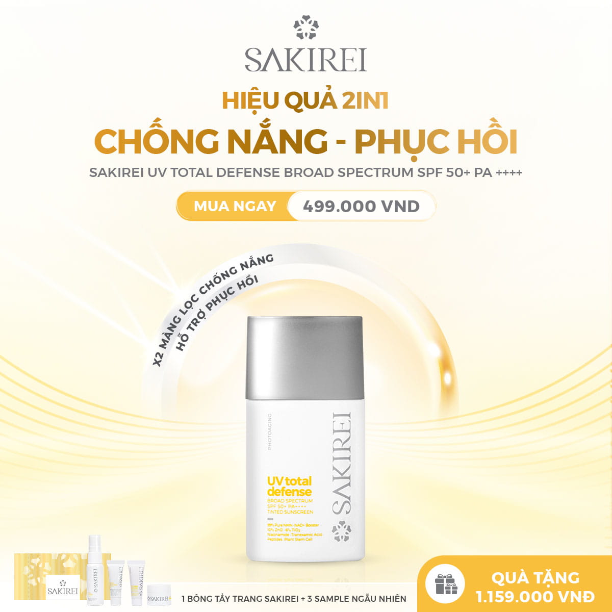 KEM CHỐNG NẮNG VẬT LÝ SAKIREI UV TOTAL DEFENSE BROAD SPECTRUM SPF 50+ PA++++