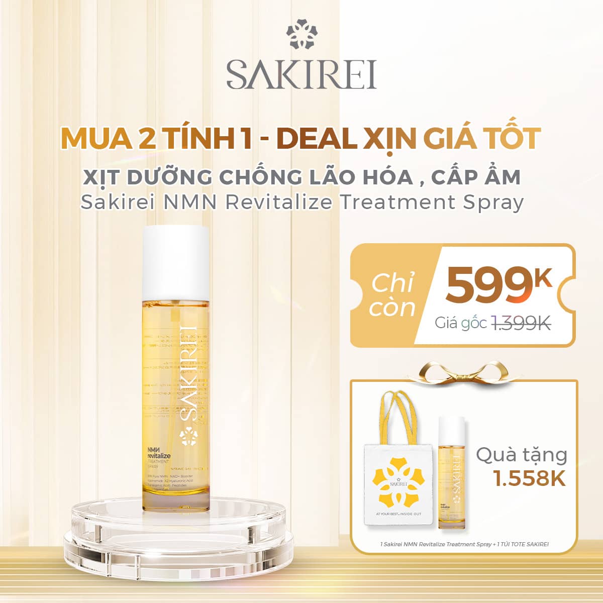 XỊT DƯỠNG CHỐNG LÃO HÓA , CẤP ẨM SAKIREI NMN REVITALIZE TREATMENT SPRAY