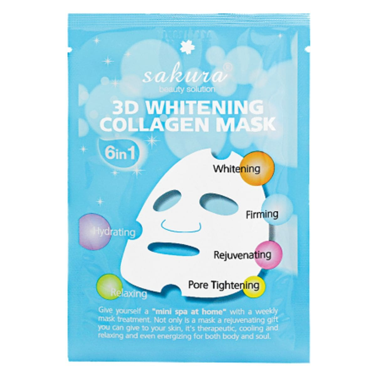 Mặt nạ trắng da Sakura 3D Whitening Collagen Mask chiết xuất từ ngọc trai giúp làm sáng da, giảm tình trạng da tối màu và nám