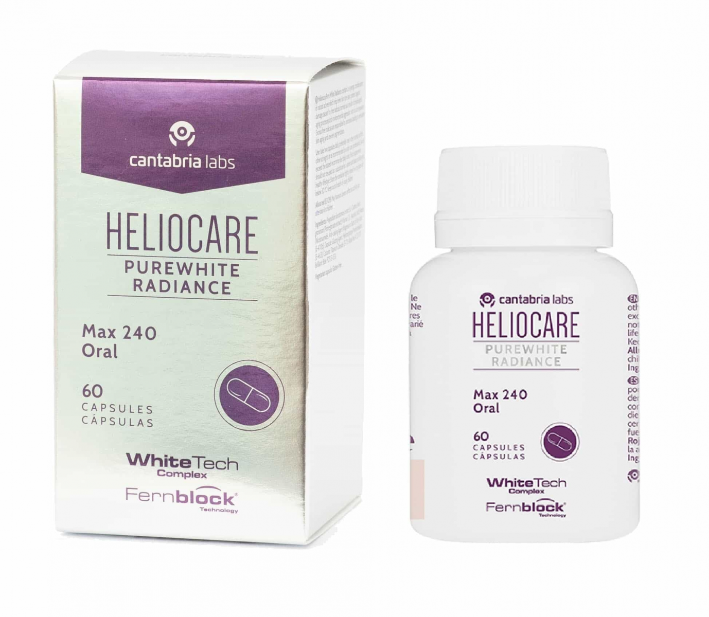 Viên uống trắng da cao cấp Heliocare Purewhite Radiance Max 240 giúp kiểm soát sản xuất melanin, từ đó làm giảm tình trạng đen da và nám