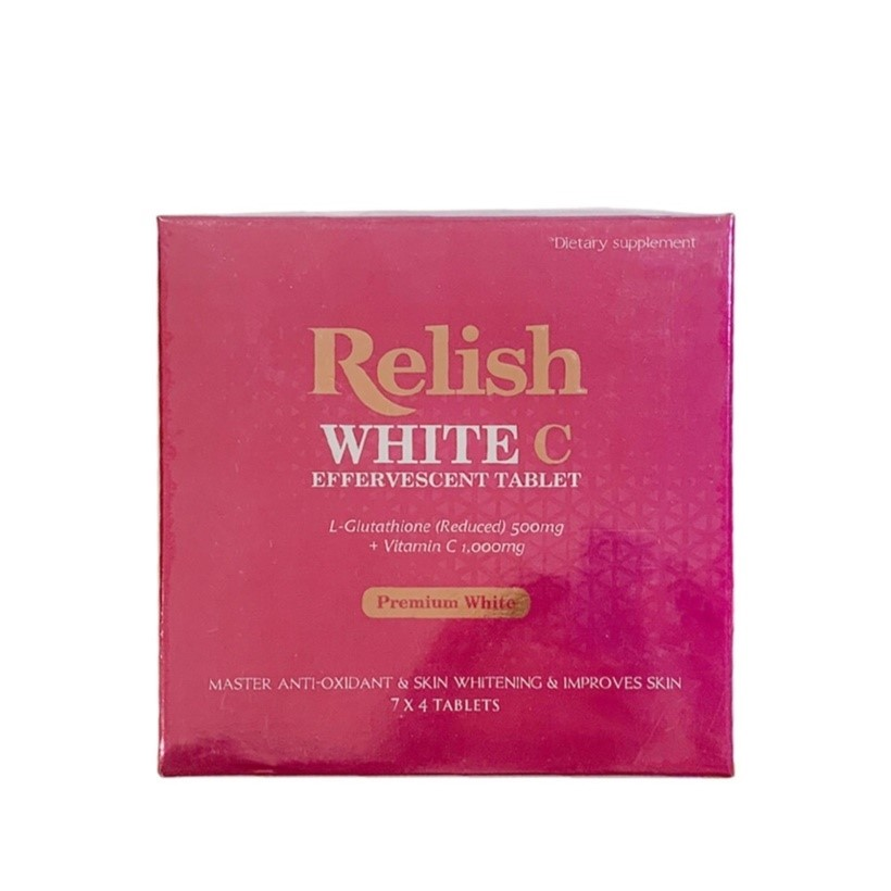 Viên uống trắng da Relish White C viên sủi tan nhanh trong nước sẽ tối ưu hóa khả năng hấp thụ hàm lượng L-Glutathione