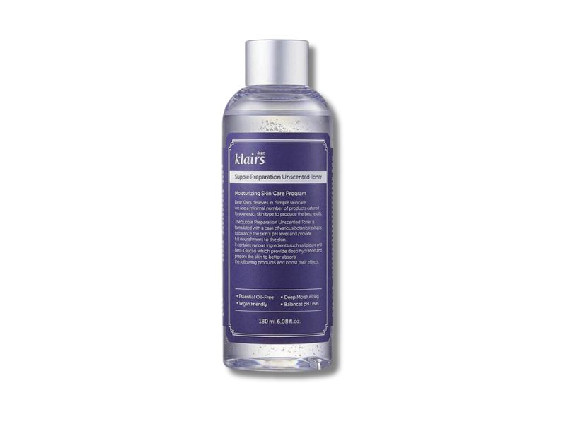 Nước Hoa Hồng Làm Sạch Sâu Da Mặt, Cấp Ẩm Klairs Supple Preparation Unscented Toner - 180ml