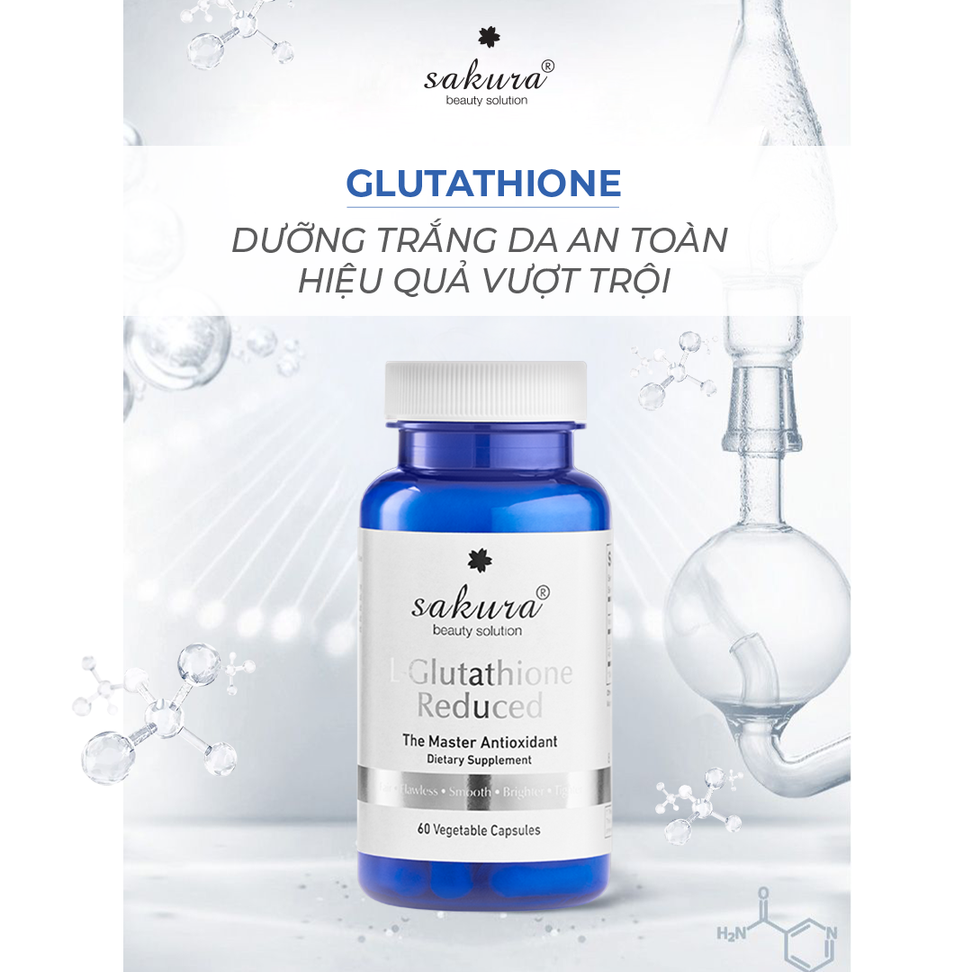 Viên uống trắng da cung cấp vitamin C Sakura Glutathione Reduced.